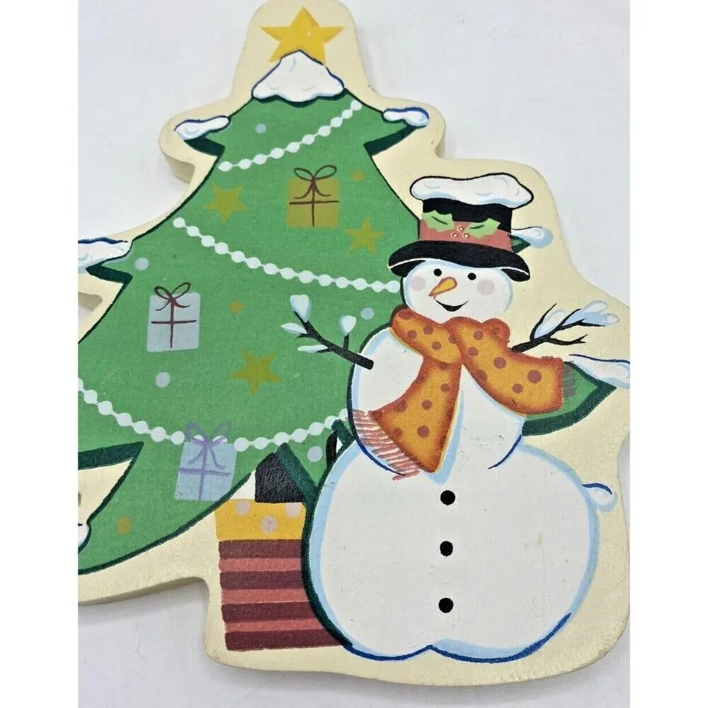 Lot of 3 Christmas Holiday Winter Wooden Decor Hanging Signs 7-10 